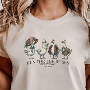 Vintage Horse Race Comfort Colors T-Shirt, Silly Goose Spring Festival Top, Derby Day Party Apparel, Faux Brush Stroke Graphic Tee