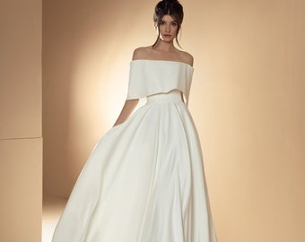 Chic and Simple Minimal Satin Wedding dress, Bridal gown