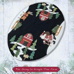 Going to Kringle Tree Farm Wool Applique Pattern Only by Nutmeg Hare Christmas Santa & Rudolph Wool Mat Holiday Design WINTER FUN