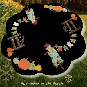 Keeper of the Patch Wool Applique Pattern Only by Nutmeg Hare Fall Autumn Scarecrows and Pumpkins Wool Mat Stitching Time FUN STITCHING