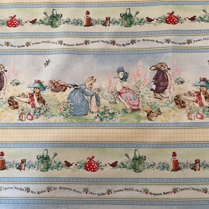 Beatrix Potter Peter Rabbit Fabric from Frederic Warne & Co. 2006 Quilting Treasures Novelty Cotton Bunny Print 1 Yd OR 1/2 Yd x 27&quot; wide
