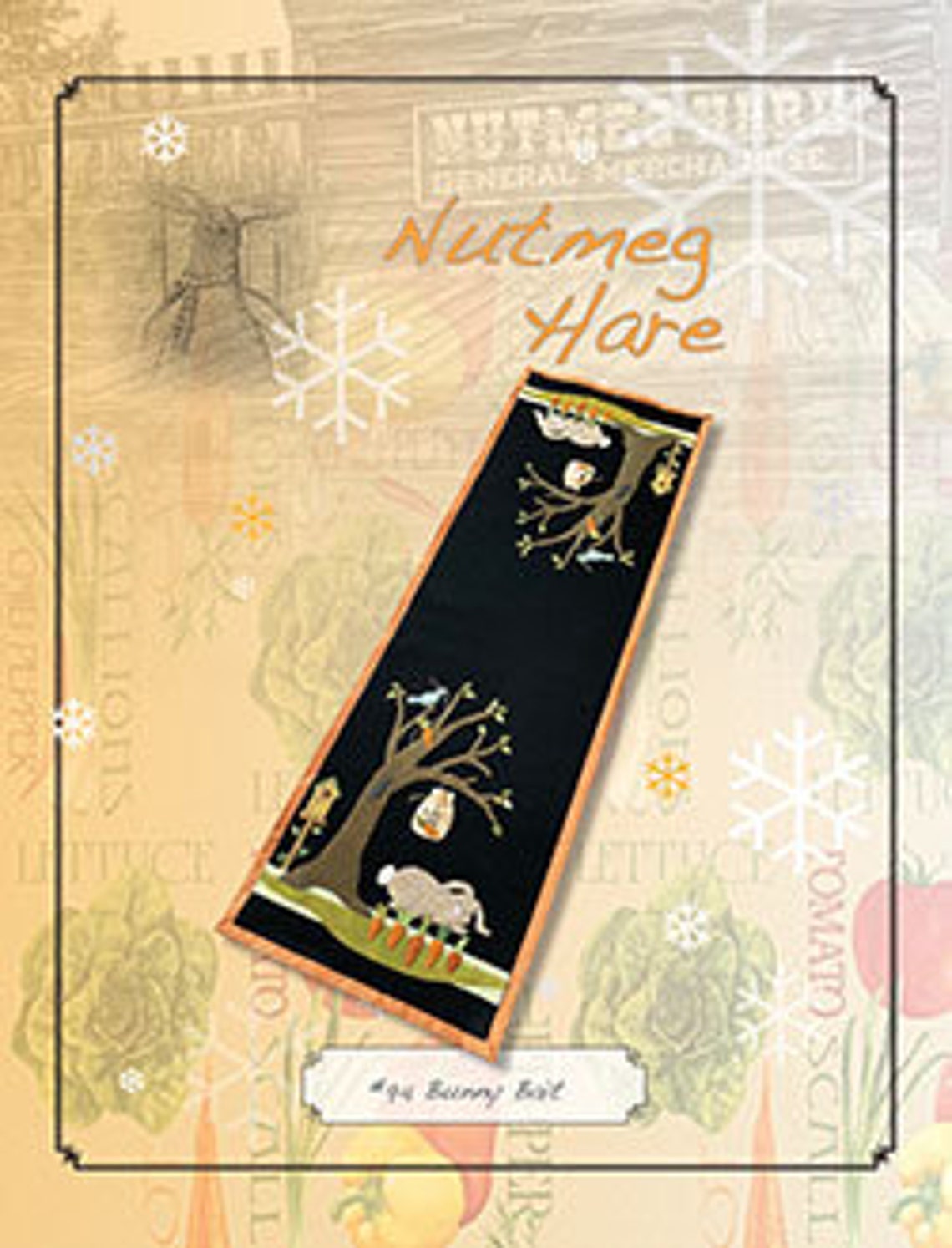 Bunny Bait Wool Applique Pattern Only by Nutmeg Hare Spring Wool Runner