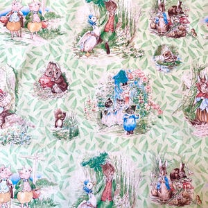 Vintage 2007  Beatrix Potter Peter Rabbit and Jemima Duck, Squirrel Characters Fabric from Frederick Warne Quilting Treasures  1/2 Yd Cuts