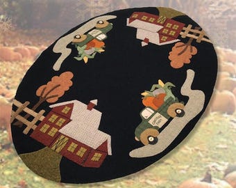 Going to Gratitude Farm Wool Applique  Pattern Only by Nutmeg Hare Autumn Fall Barn Pumpkins Wool Applique FUN STITCHING