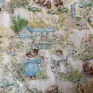 Vintage 2007 Beatrix Potter Peter Rabbit Characters Fabric Frederick Warne Quilting Treasures Landscape In the Country Sewing 1/2 Yd Cut