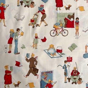 Vintage Retro Fabric Summer Fiction by Nicole de Leon for Alexander Henry Characters Reading Books Quilting Sewing BTHY Rare Piece