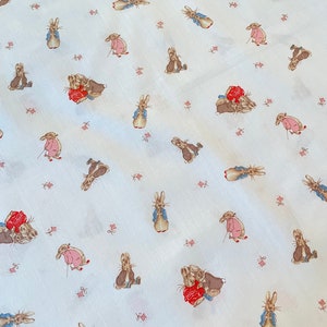 Vintage 1985 Beatrix Potter Peter Rabbit Fabric from Frederick Warne & Co. Springs Industries Novelty Print Quilting Crafts 1/2 Yard Cuts