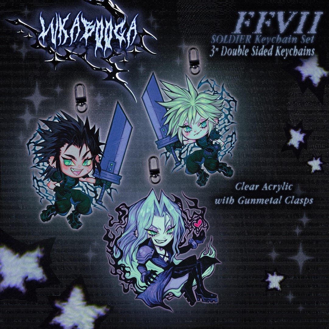 FFVII SOLDIER 3” Keychain Set - Etsy, image size:1080x1080
