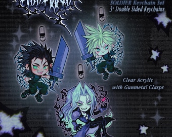 FFVII SOLDIER 3” Keychain Set