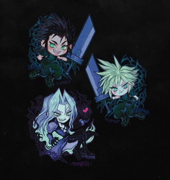 FFVII Stickers 3”『Cloud, Zack, Sephiroth』