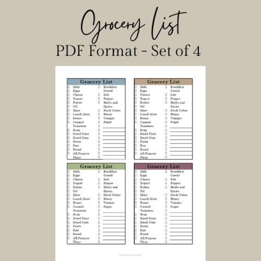 Digital Grocery List Template Printable Shopping List Meal Planner
