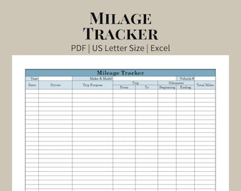 Vehicle Mileage Log Template: Business Tax Tracker (PDF, Excel)