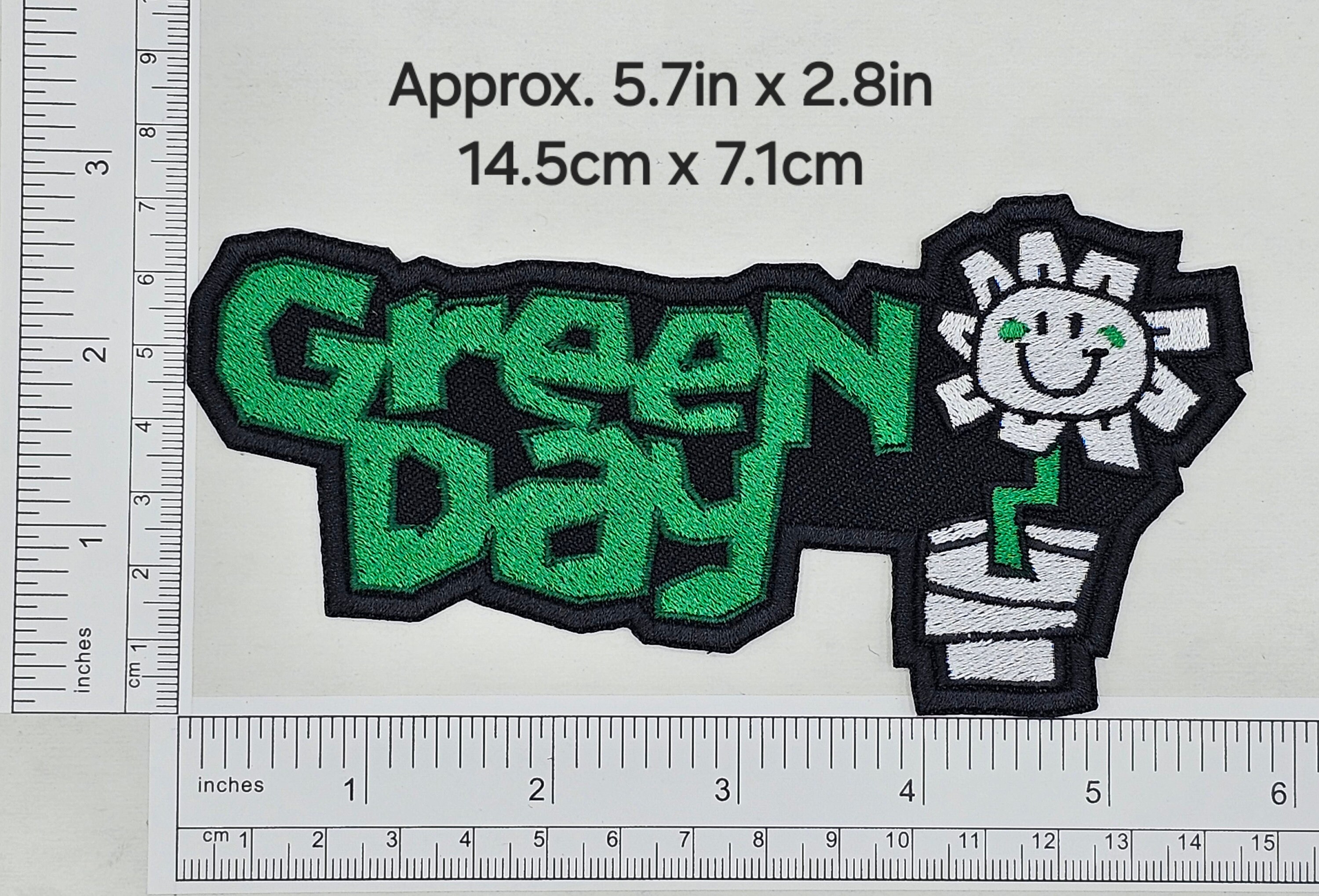 Green Flower Patch, Rock Style Iron on Patch, Battle Denim High