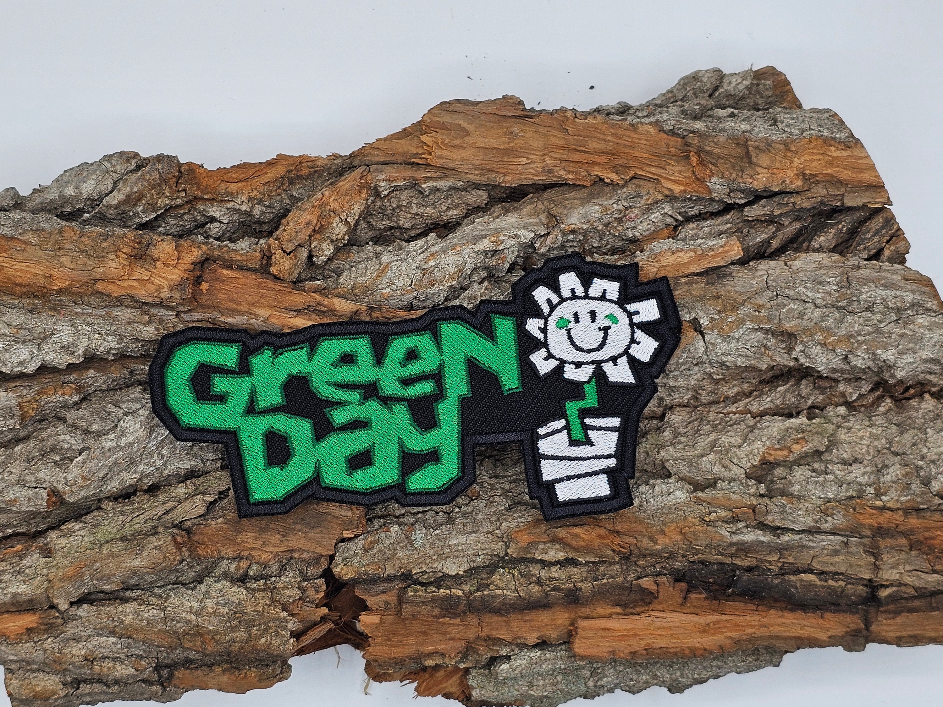 Green Flower Patch, Rock Style Iron on Patch, Battle Denim High