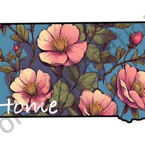 North Dakota Wild Prairie Rose State Flower with Home Statement