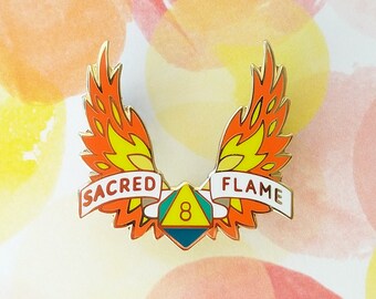 Sacred Flame Dungeons and Dragons Pin, Cleric Dnd Enamel Pin, d8 Pin, Tabletop RPG pin, Dungeon Master Gift, D&D pin, Dnd Dice pin