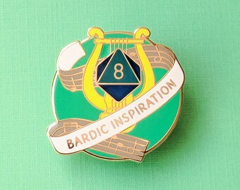 Bardic Inspiration Dungeons and Dragons Pin, Bard Dnd Enamel Pin, d20 Pin, Tabletop RPG pin, Dungeon Master Gift, D&D pin, Dnd Dice pin