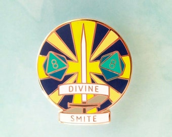 Divine Smite Dungeons and Dragons Pin, Paladin Dnd Enamel Pin, d20 Pin, Tabletop RPG pin, Dungeon Master Gift, D&D pin, Dnd Dice pin