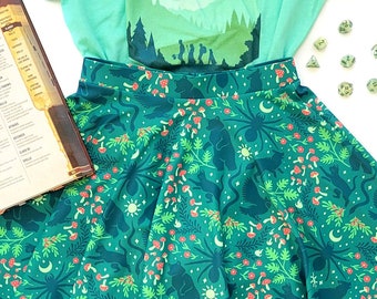 Druid Wild Shape Skater Skirt, Dungeons and Dragons Skirt, Geeky Shirt