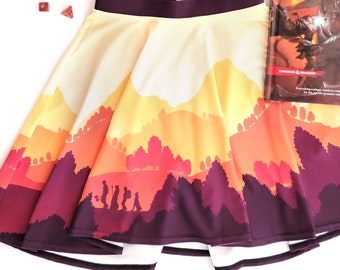 Fall Adventure Landscape Skater Skirt, Dungeons and Dragons Skirt, Geeky Girl Merch