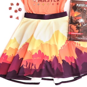 Fall Adventure Landscape Skater Skirt, Dungeons and Dragons Skirt, Geeky Girl Merch