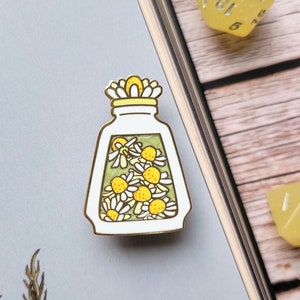 White Chamomile Potion Enamel Pin, Dungeons and Dragons Enamel Pin, DnD Alchemist Pin image 1