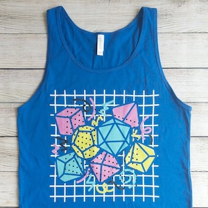 Dungeons and Dragons Retro Tank Top - 90s Dice Tank Top- Colorful DnD Tank Top - DnD dice Tank Top - Geeky Tank Top