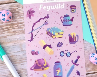 Feywild Sticker Sheet, Dungeons and Dragons sticker sheet, Cute DnD Stickers