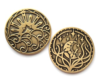 Sun and Moon Coin, Dungeons and Dragons Coin, DnD Coin, d2 coin