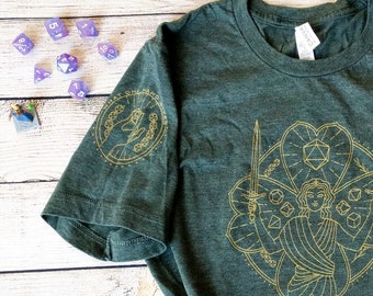 Dungeons and Dragons Lucky shirt WITH sleeve prints, Cute D&D shirt