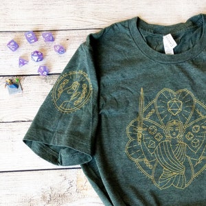 Dungeons and Dragons Lucky shirt WITH sleeve prints, Cute D&D shirt