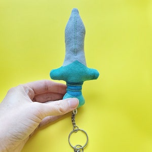 Blue Sword Plush Keychain, Dungeons and Dragons keychain, Geeky keychain