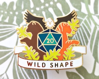 Wild Shape Dungeons and Dragons Pin, Druid Dnd Enamel Pin, d20 Pin, Tabletop RPG pin, Dungeon Master Gift, D&D pin, Dnd Dice pin