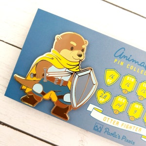 Otter Fighter Enamel Pin, Dungeons and Dragons Enamel Pin, DnD Fighter Pin