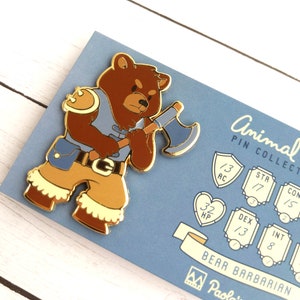 Bear Barbarian Enamel Pin, Dungeons and Dragons Enamel Pin, DnD Barbarian Pin