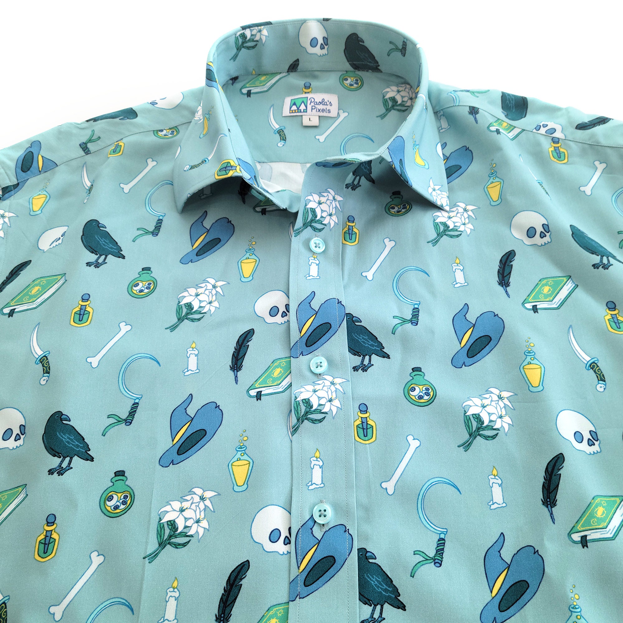 Necromancer Unisex Button Up, Dungeons and Dragons Button Up, Geeky Button Up, DnD Hawaiian Shirt