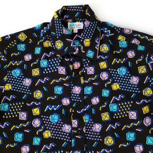 Black 90s Dice Unisex Button Up, Dungeons and Dragons Button Up, DnD Hawaiian Shirt