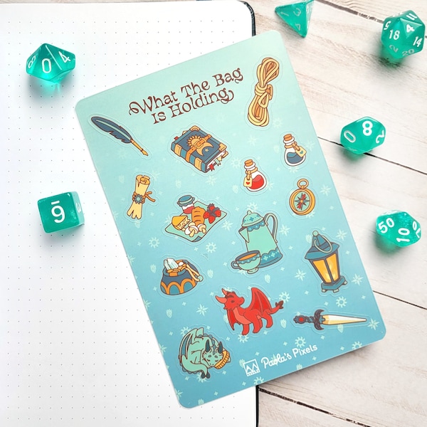 Cute Dungeons and Dragons Sticker Sheet, Matte Clear DnD Stickers