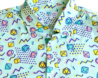 90s Dice Unisex Button Up, Dungeons and Dragons Button Up, Geeky Button Up