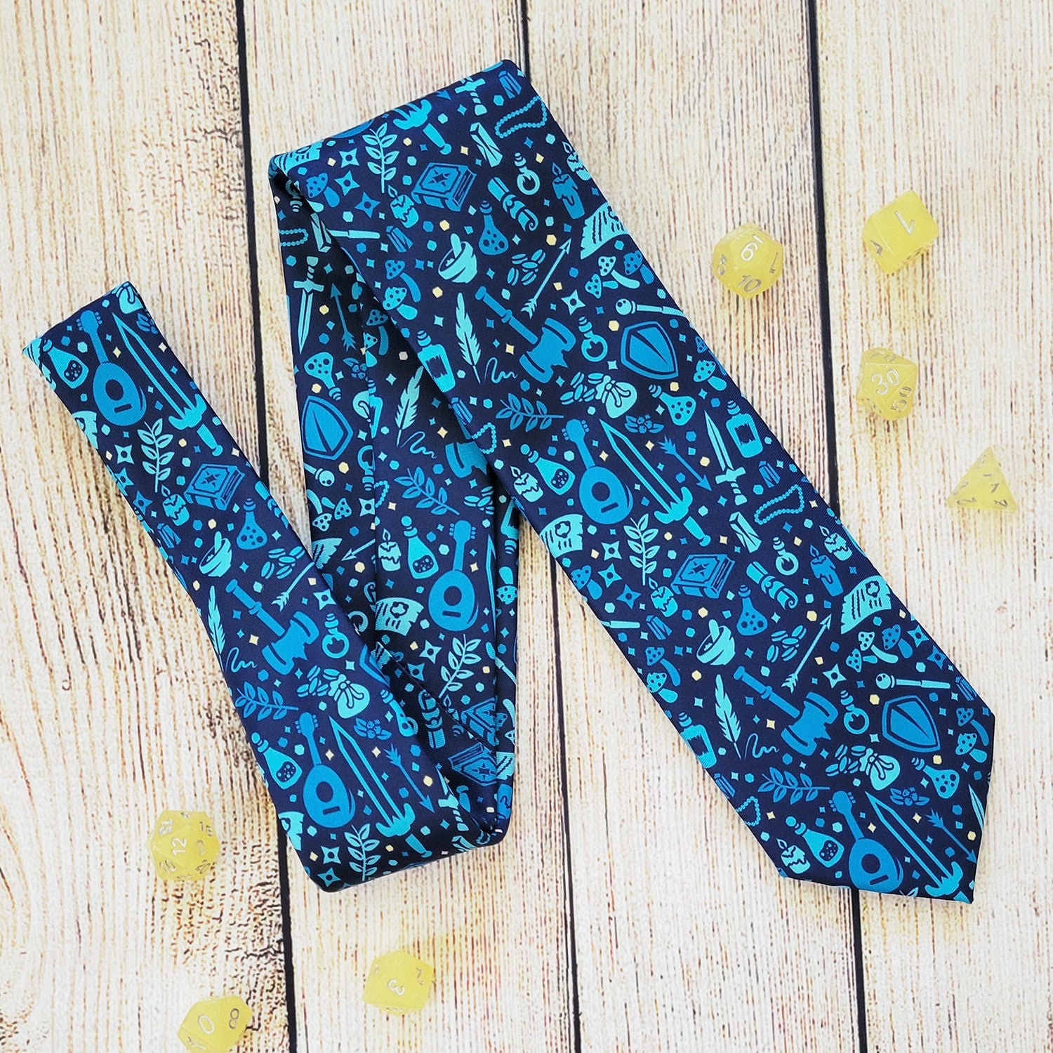 Blue Dungeon Academia Tie, Dungeons and Dragons Tie, Geeky Tie