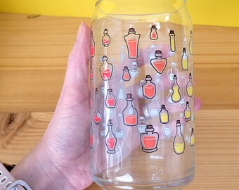 Rainbow Potions Can-Shaped Glass: Dungeons and Dragons Drinkware