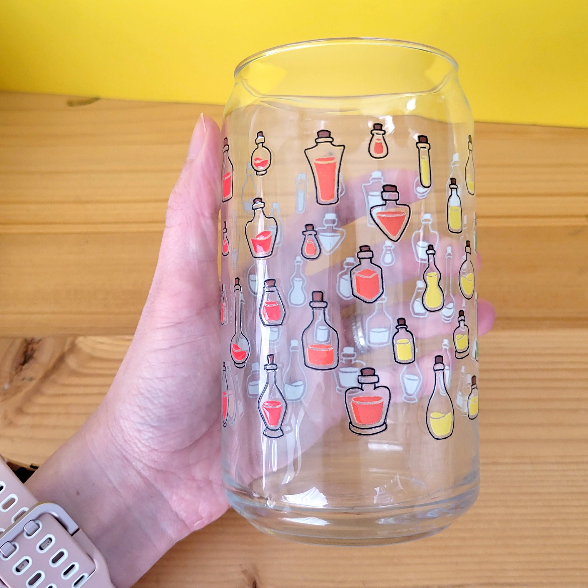 Rainbow Potions Can-Shaped Glass: Dungeons and Dragons Drinkware