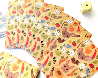Yellow Bloomburrow Card Sleeves: Forest Animals MTG Commander Sleeves