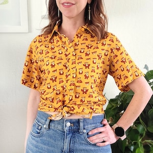 Owlbear Women&#39;s Button Up, Dungeons and Dragons Button Up, Geeky Button Up