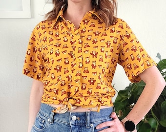 Camisa abotonada para mujer de Owlbear: Camisa geek de Calabozos y Dragones