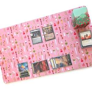 Spellcaster Playmat, Cute MTG Playmat, Pink Magic The Gathering Playmat image 1