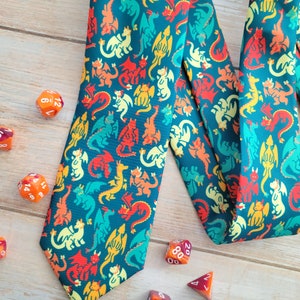 Dragons Tie, Dungeons and Dragons tie, Geeky tie, Cute tie