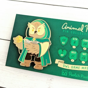 Owl Dungeon Master Enamel Pin, Dungeons and Dragons Enamel Pin, DnD DM Pin