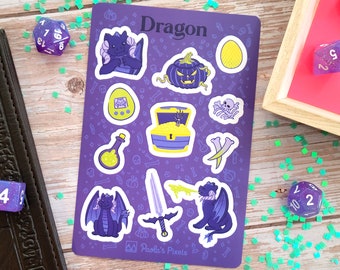 Dragon Sticker Sheet, Dungeons and Dragons sticker sheet, DnD Stickers