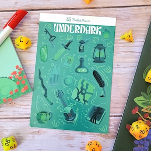 Underdark Sticker Sheet, Dungeons and Dragons sticker sheet, Cute DnD Stickers